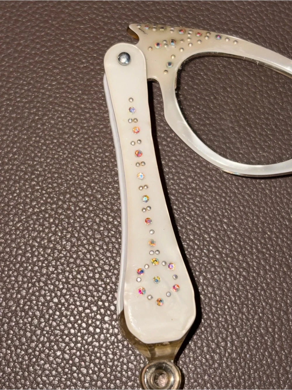 Vintage 1950's Cat Eye Lorgnette Opera/ Reading Glasses Rhinestone Star Bridge